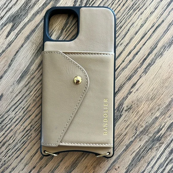 Bandolier Tan iPhone 13 Phone Case with Card Slot - Picture 3 of 7